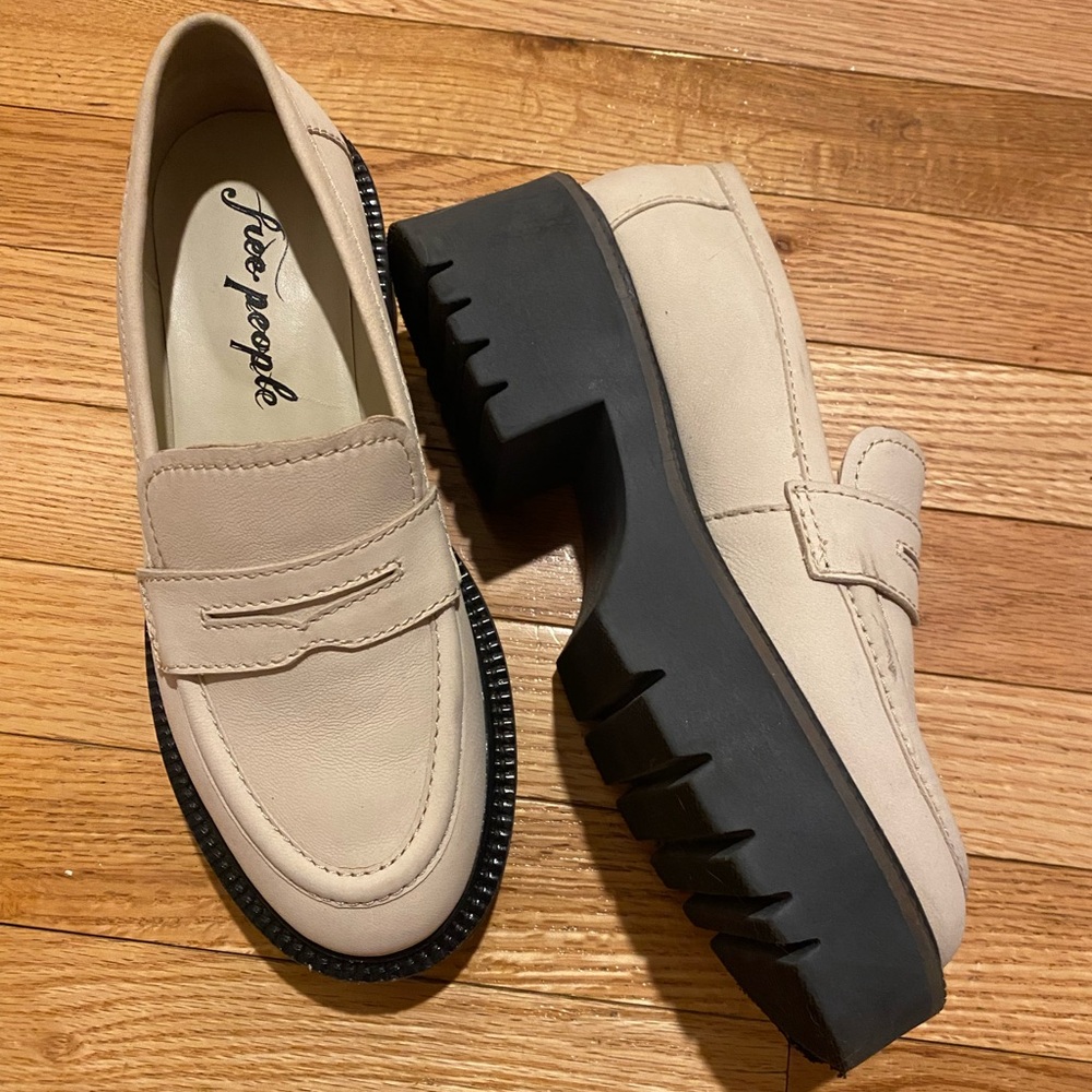 Free People Cream Lyra Lug Sole loafers